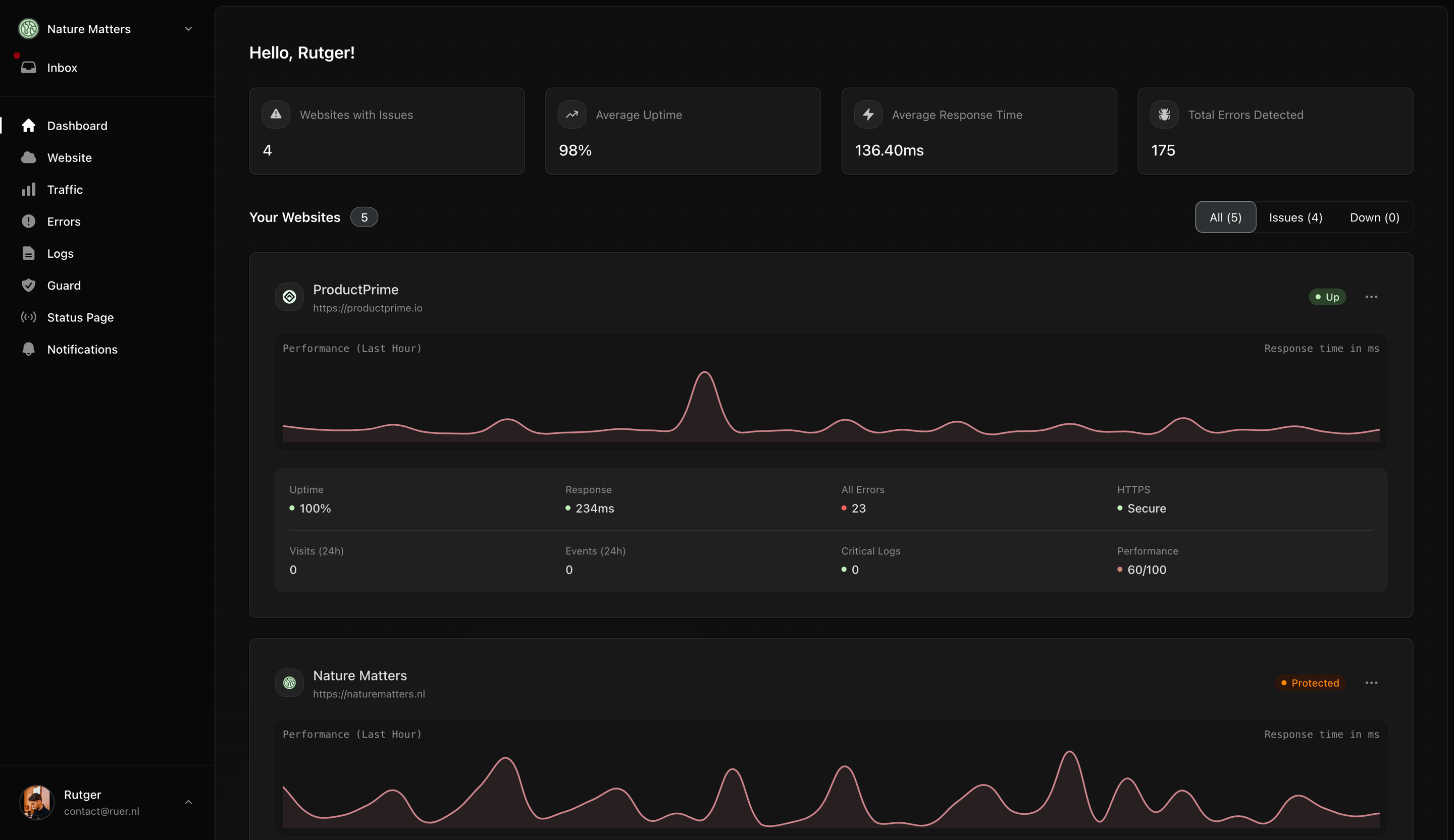 Ranetrace Log monitoring for Laravel screenshot